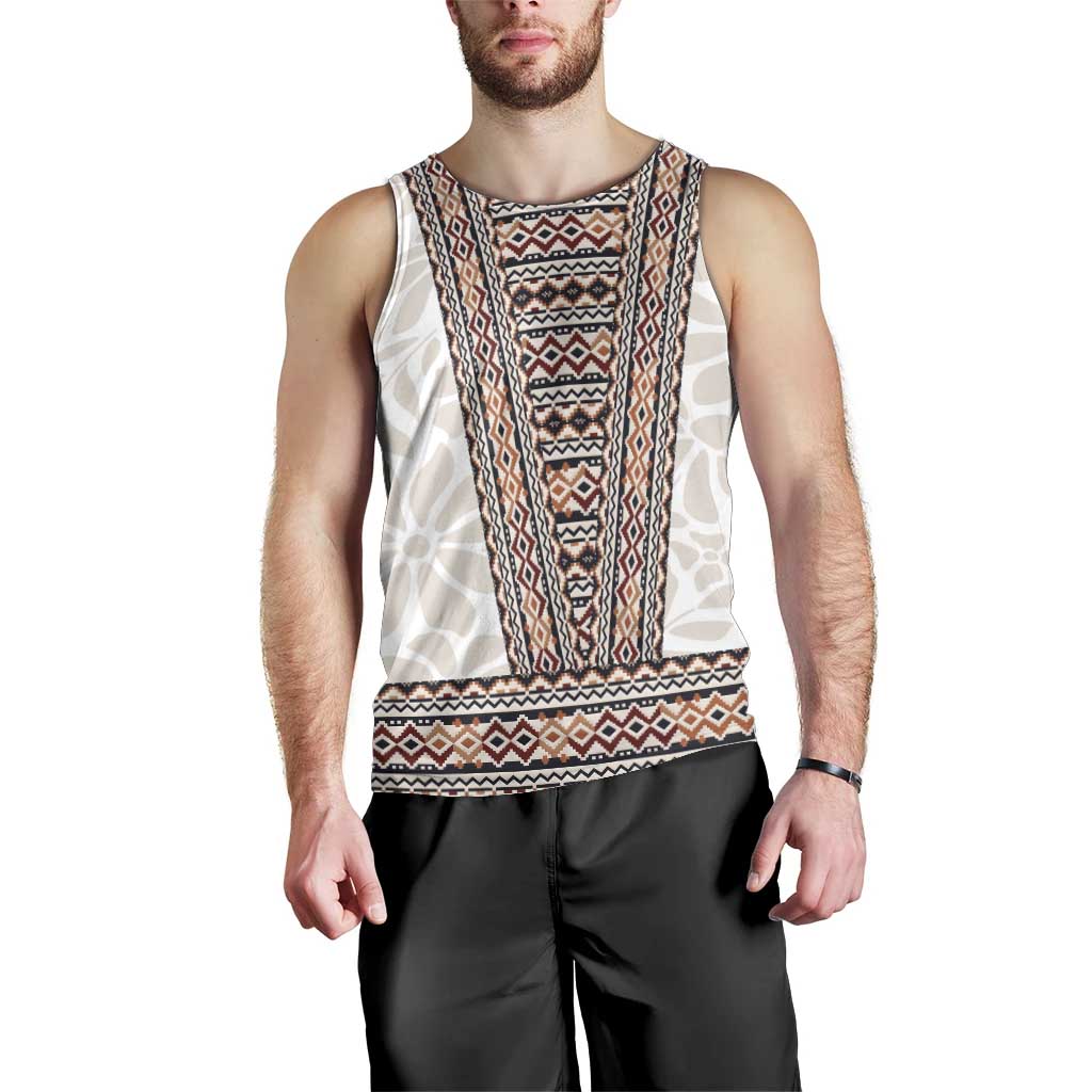 Danmark Traditional Patern with Daisy Men Tank Top Danish Patern Simple Style