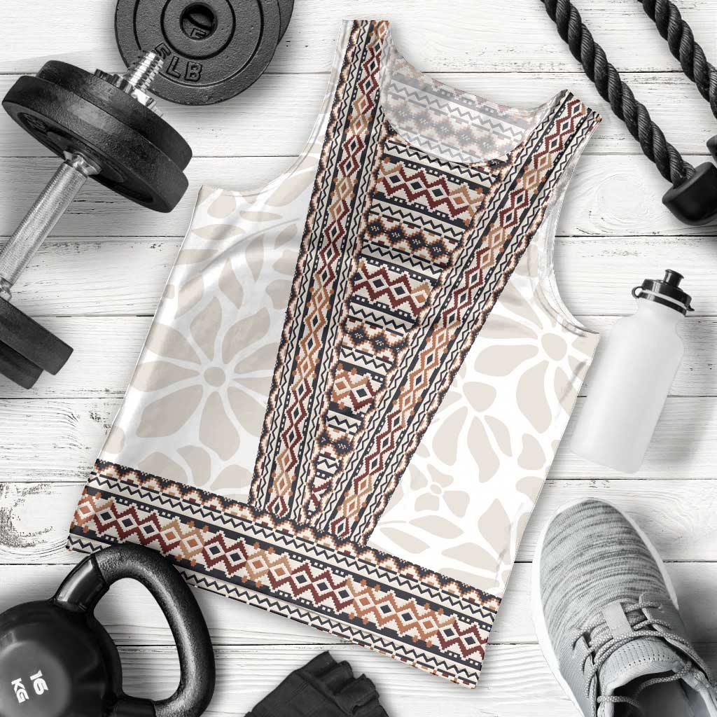 Danmark Traditional Patern with Daisy Men Tank Top Danish Patern Simple Style