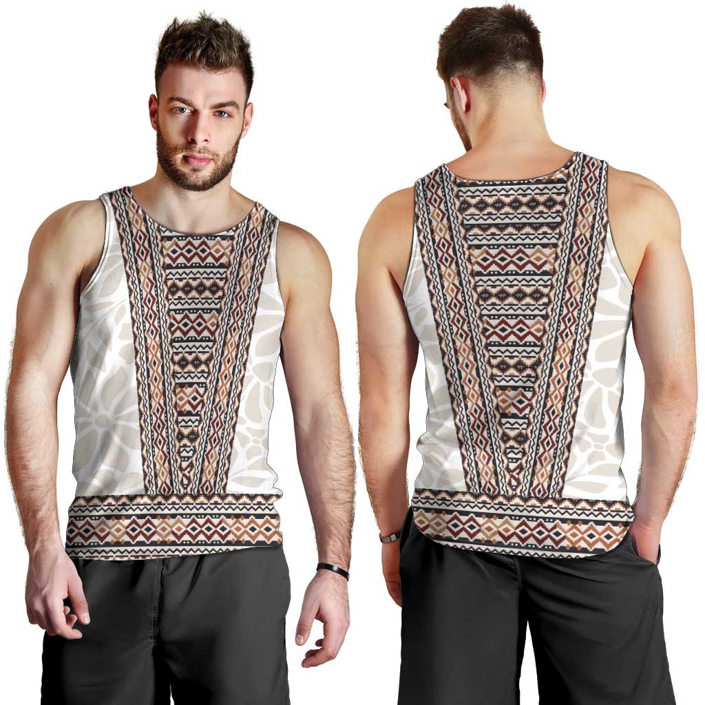 Danmark Traditional Patern with Daisy Men Tank Top Danish Patern Simple Style