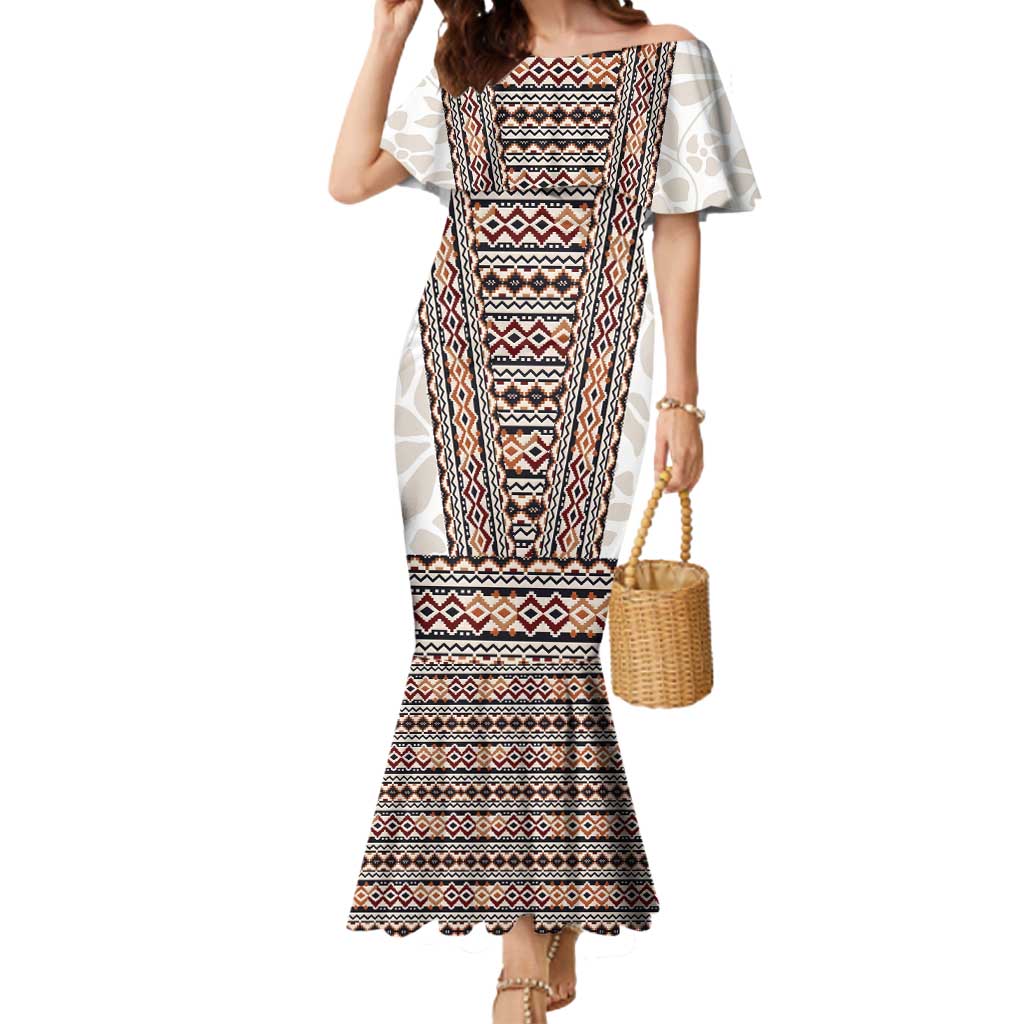 Danmark Traditional Patern with Daisy Mermaid Dress Danish Patern Simple Style