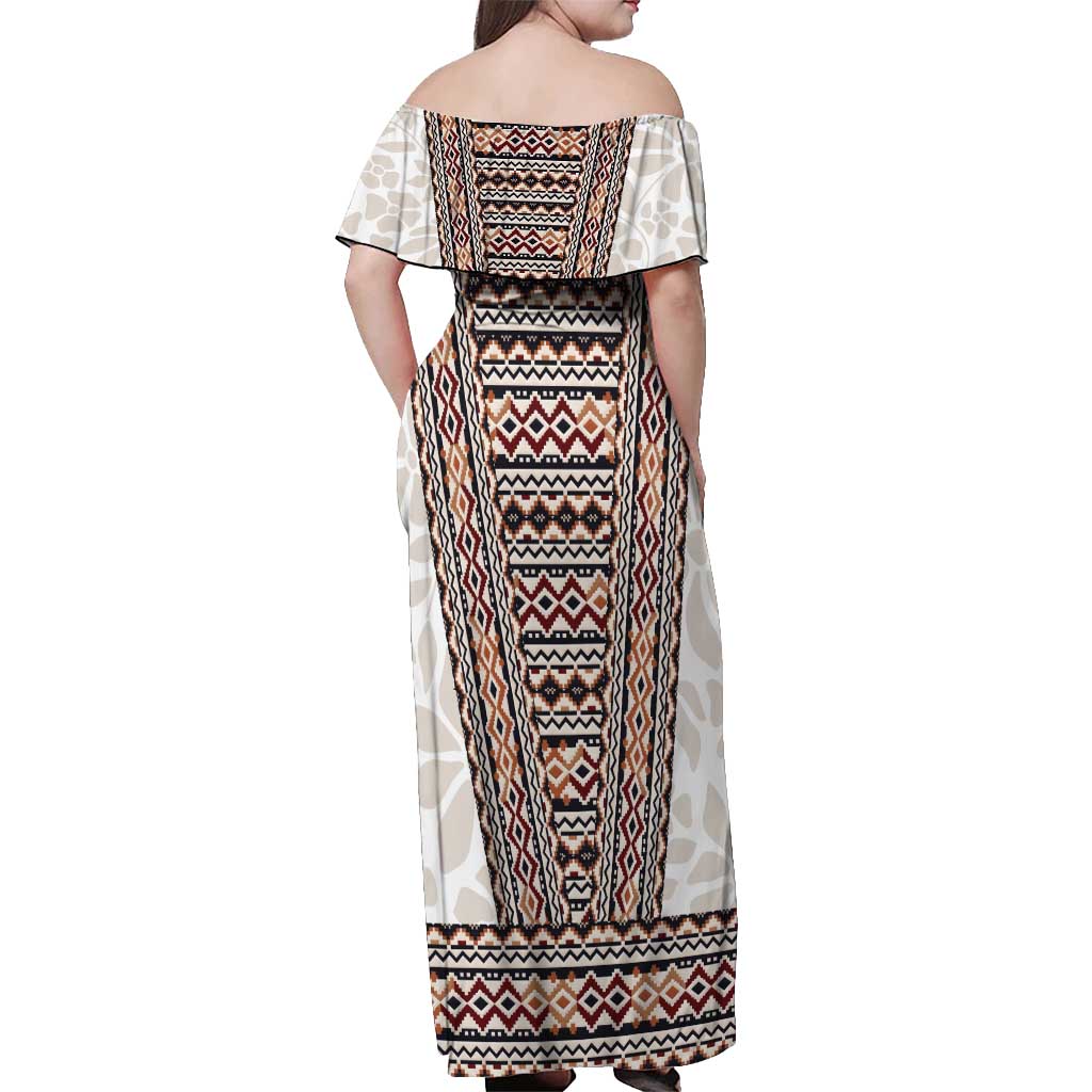 Danmark Traditional Patern with Daisy Off Shoulder Maxi Dress Danish Patern Simple Style