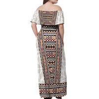 Danmark Traditional Patern with Daisy Off Shoulder Maxi Dress Danish Patern Simple Style