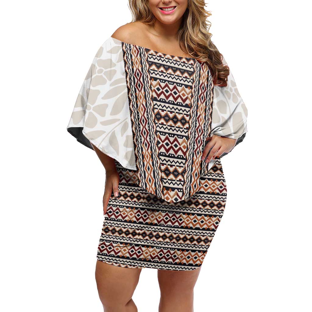 Danmark Traditional Patern with Daisy Off Shoulder Short Dress Danish Patern Simple Style