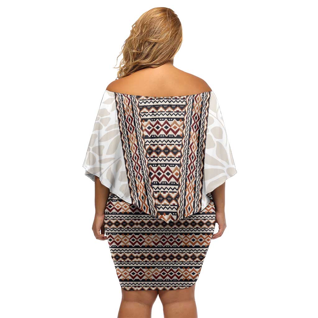 Danmark Traditional Patern with Daisy Off Shoulder Short Dress Danish Patern Simple Style