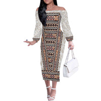 Danmark Traditional Patern with Daisy Off The Shoulder Long Sleeve Dress Danish Patern Simple Style