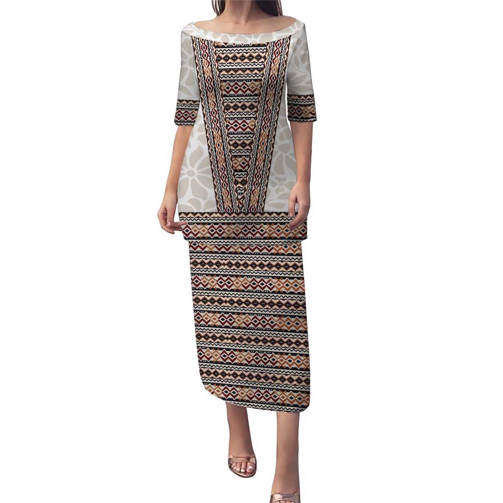 Danmark Traditional Patern with Daisy Puletasi Danish Patern Simple Style