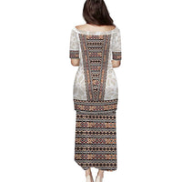 Danmark Traditional Patern with Daisy Puletasi Danish Patern Simple Style