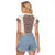 Danmark Traditional Patern with Daisy Raglan Cropped T Shirt Danish Patern Simple Style