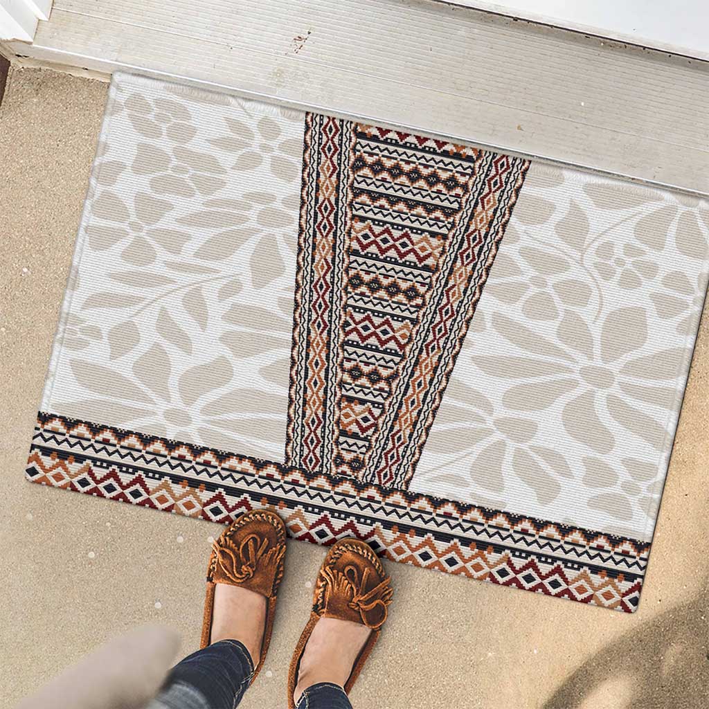 Danmark Traditional Patern with Daisy Rubber Doormat Danish Patern Simple Style