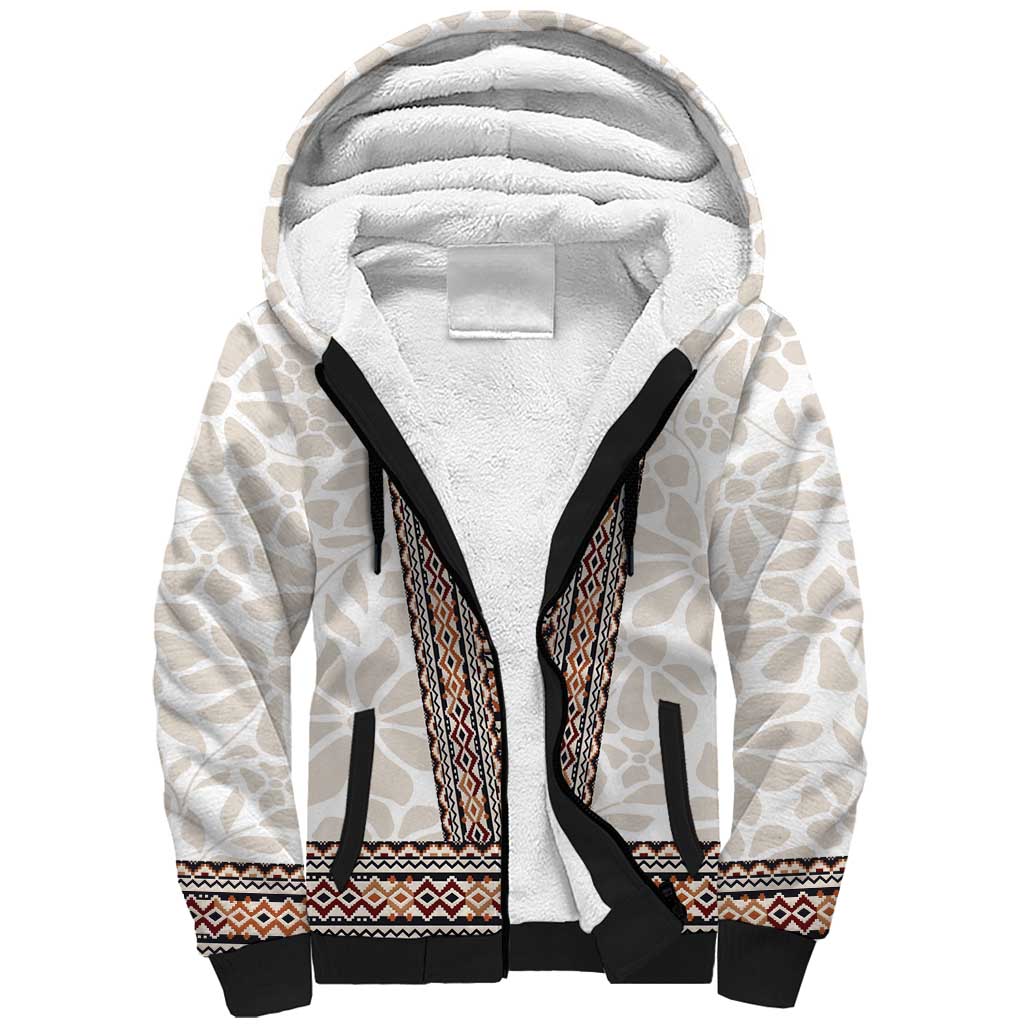 Danmark Traditional Patern with Daisy Sherpa Hoodie Danish Patern Simple Style