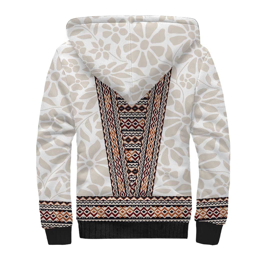 Danmark Traditional Patern with Daisy Sherpa Hoodie Danish Patern Simple Style