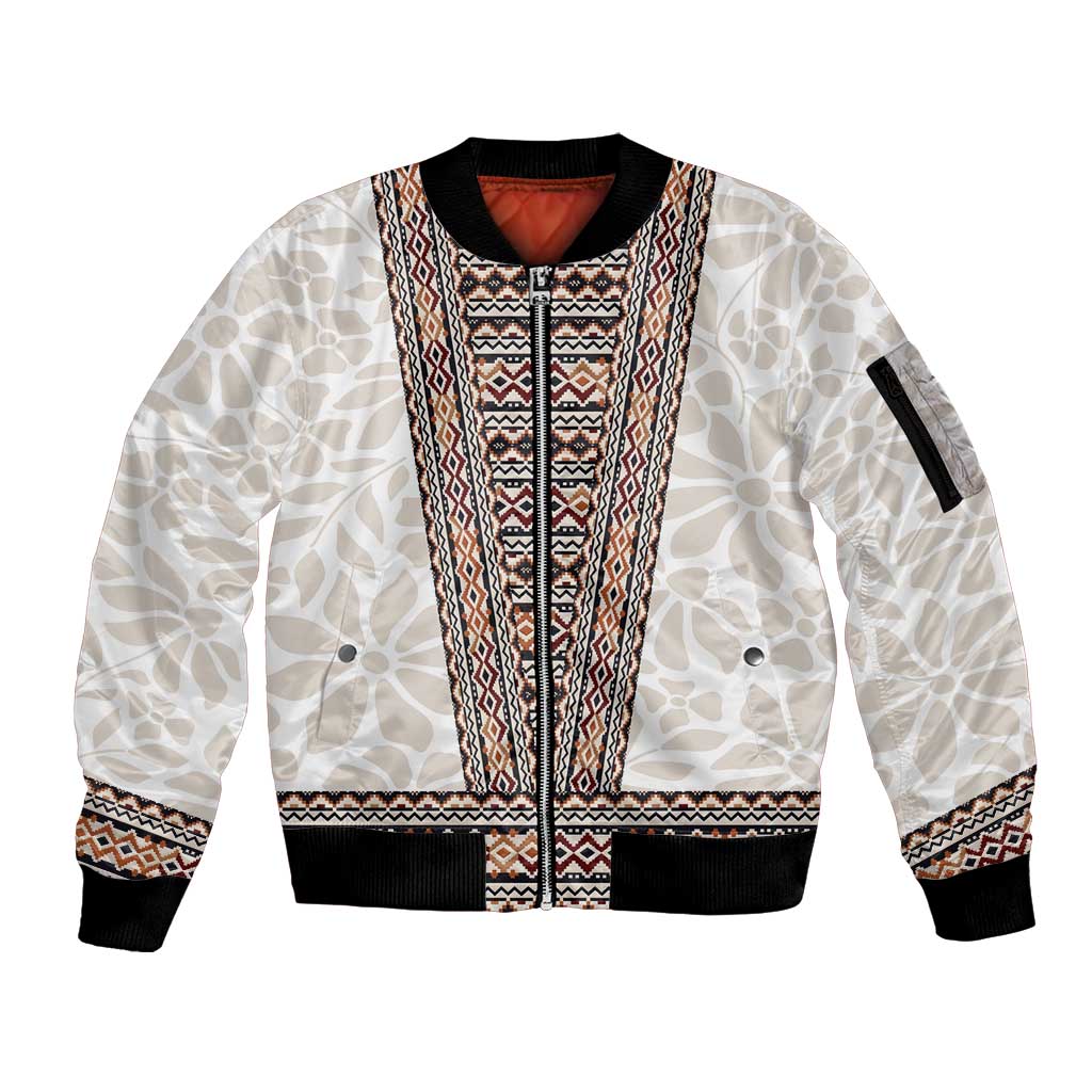 Danmark Traditional Patern with Daisy Sleeve Zip Bomber Jacket Danish Patern Simple Style