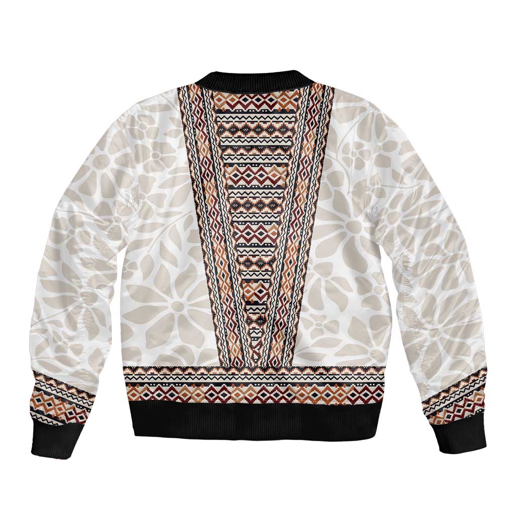 Danmark Traditional Patern with Daisy Sleeve Zip Bomber Jacket Danish Patern Simple Style
