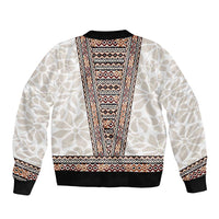 Danmark Traditional Patern with Daisy Sleeve Zip Bomber Jacket Danish Patern Simple Style