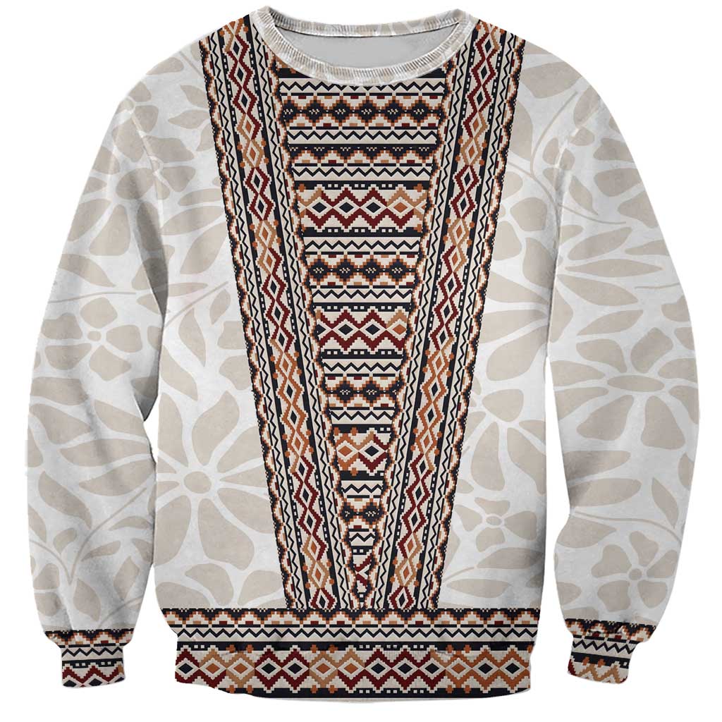 Danmark Traditional Patern with Daisy Sweatshirt Danish Patern Simple Style