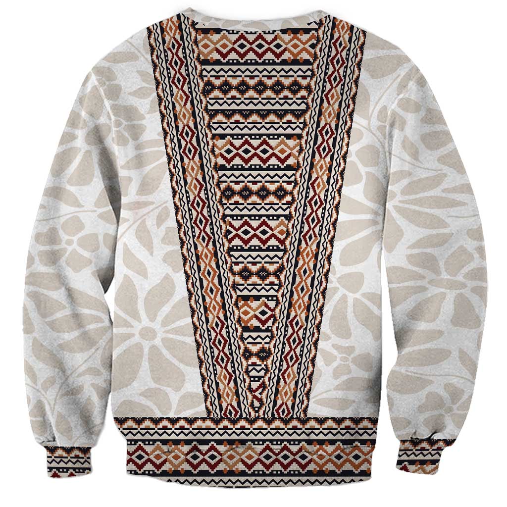 Danmark Traditional Patern with Daisy Sweatshirt Danish Patern Simple Style