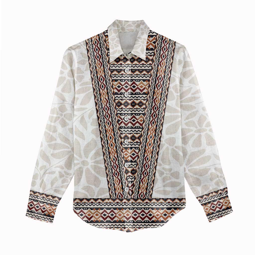 Danmark Traditional Patern with Daisy Women Casual Shirt Danish Patern Simple Style