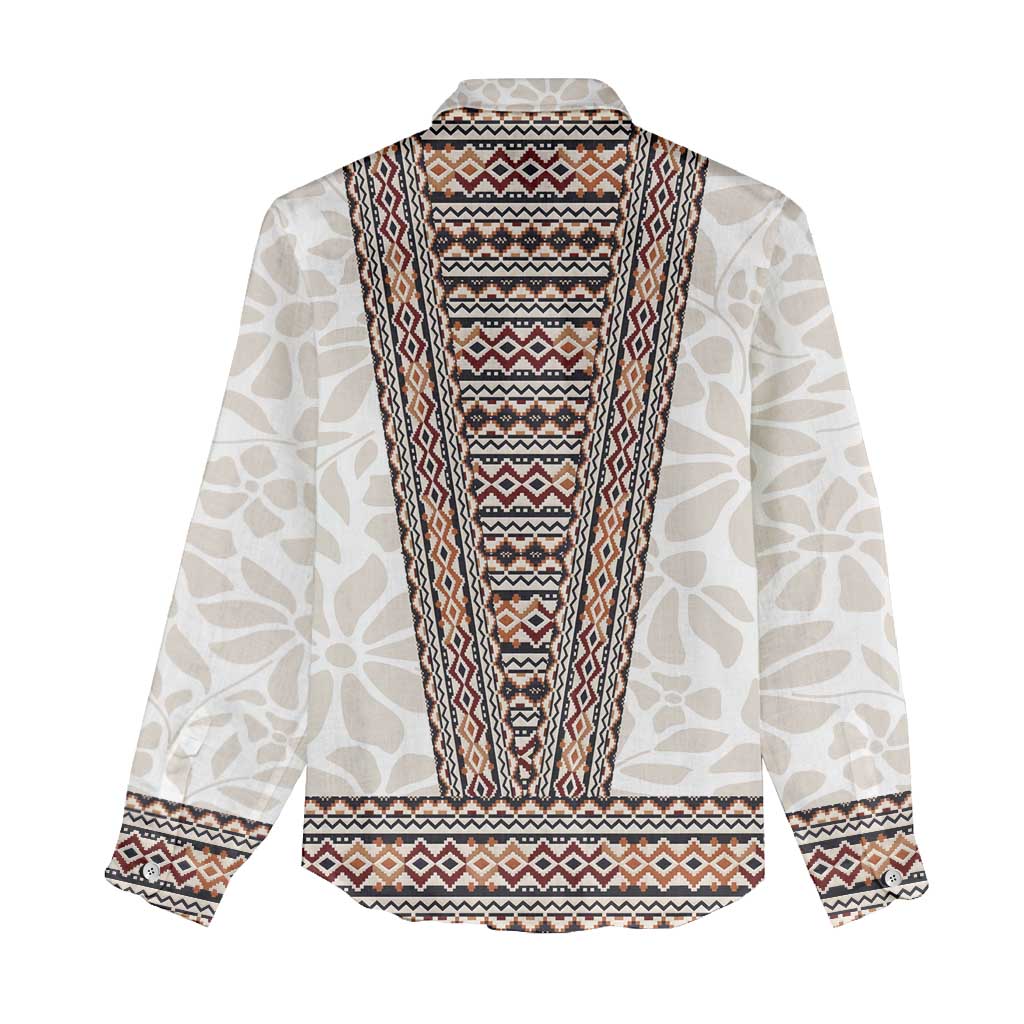 Danmark Traditional Patern with Daisy Women Casual Shirt Danish Patern Simple Style