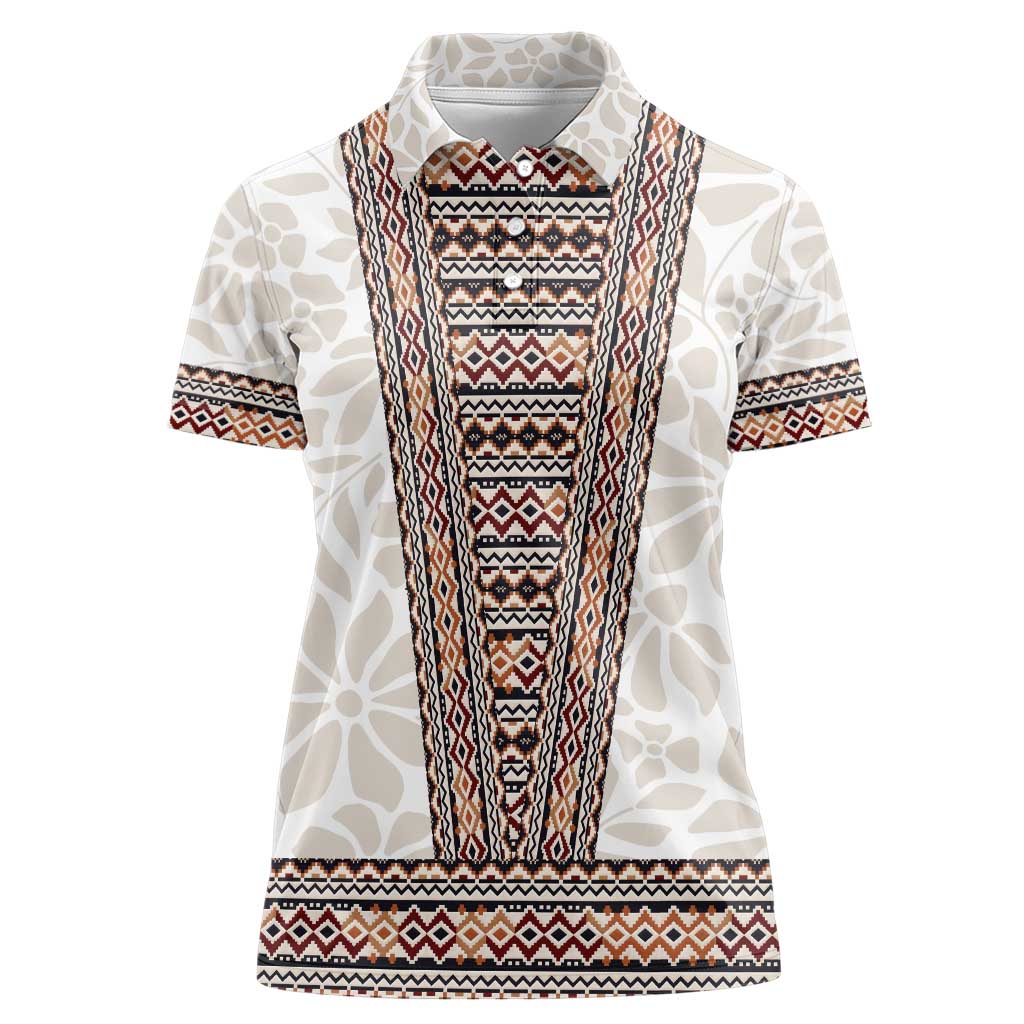 Danmark Traditional Patern with Daisy Women Polo Shirt Danish Patern Simple Style