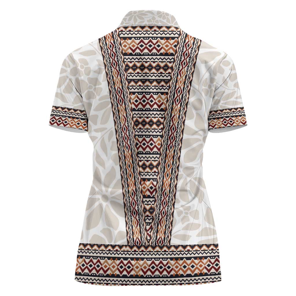 Danmark Traditional Patern with Daisy Women Polo Shirt Danish Patern Simple Style