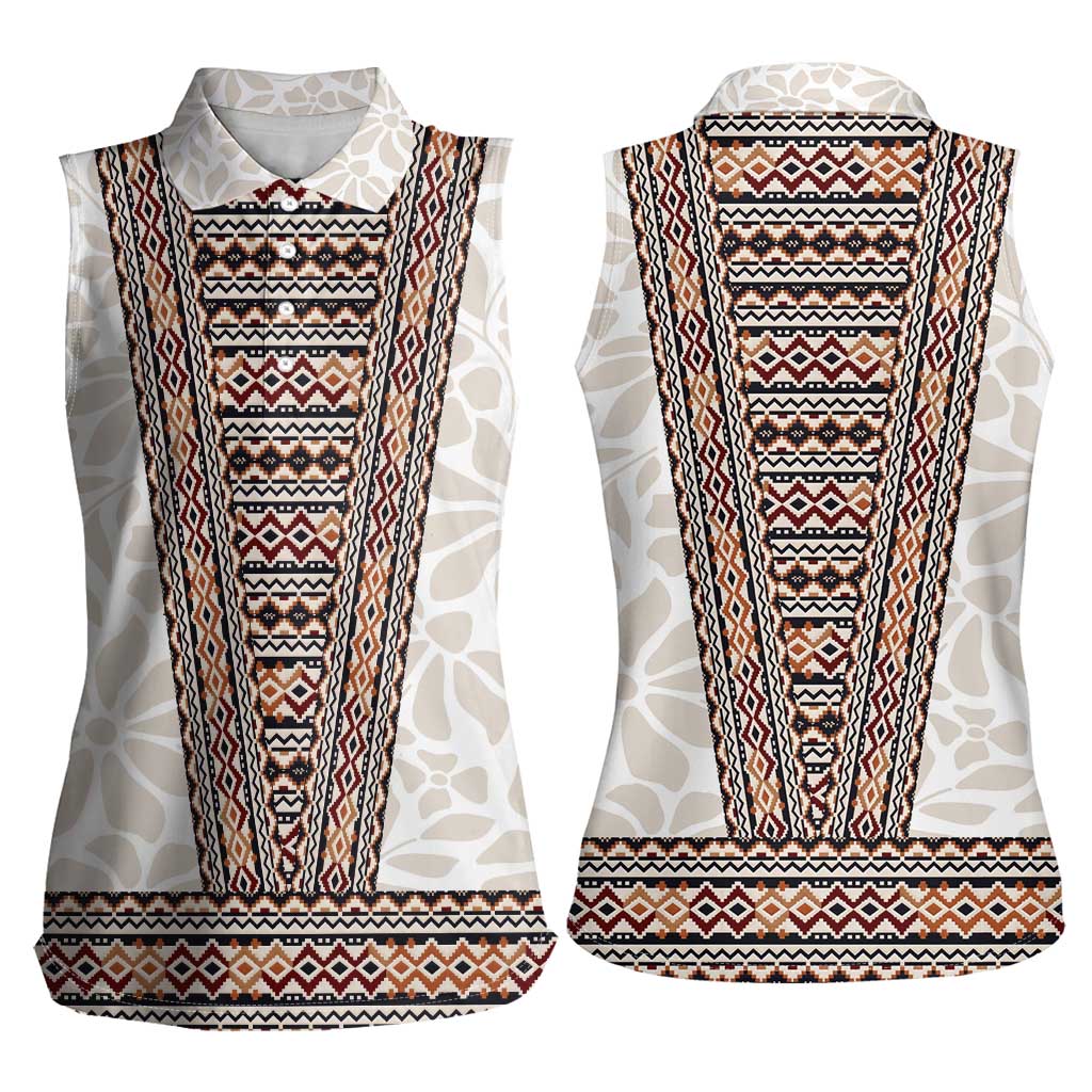 Danmark Traditional Patern with Daisy Women Sleeveless Polo Shirt Danish Patern Simple Style