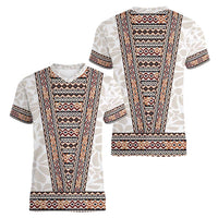 Danmark Traditional Patern with Daisy Women V-Neck T-Shirt Danish Patern Simple Style