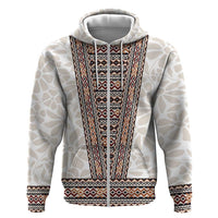 Danmark Traditional Patern with Daisy Zip Hoodie Danish Patern Simple Style