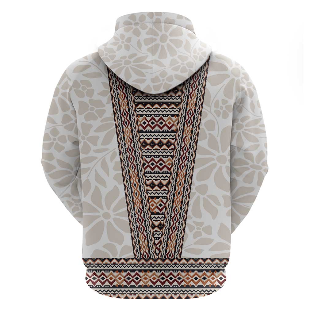 Danmark Traditional Patern with Daisy Zip Hoodie Danish Patern Simple Style