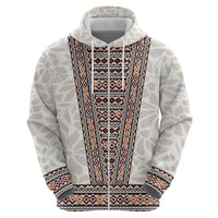 Danmark Traditional Patern with Daisy Zip Hoodie Danish Patern Simple Style
