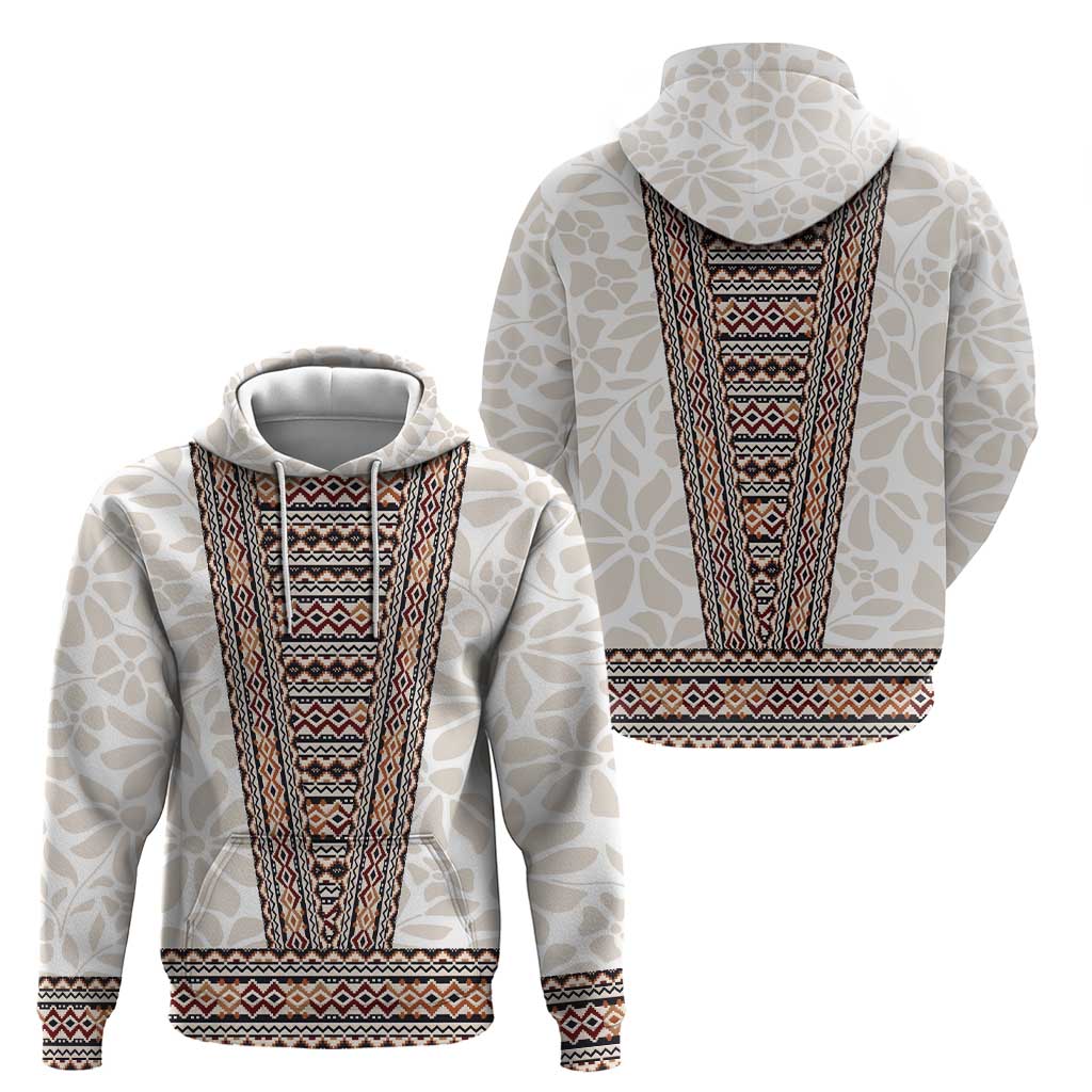 Danmark Traditional Patern with Daisy Zip Hoodie Danish Patern Simple Style