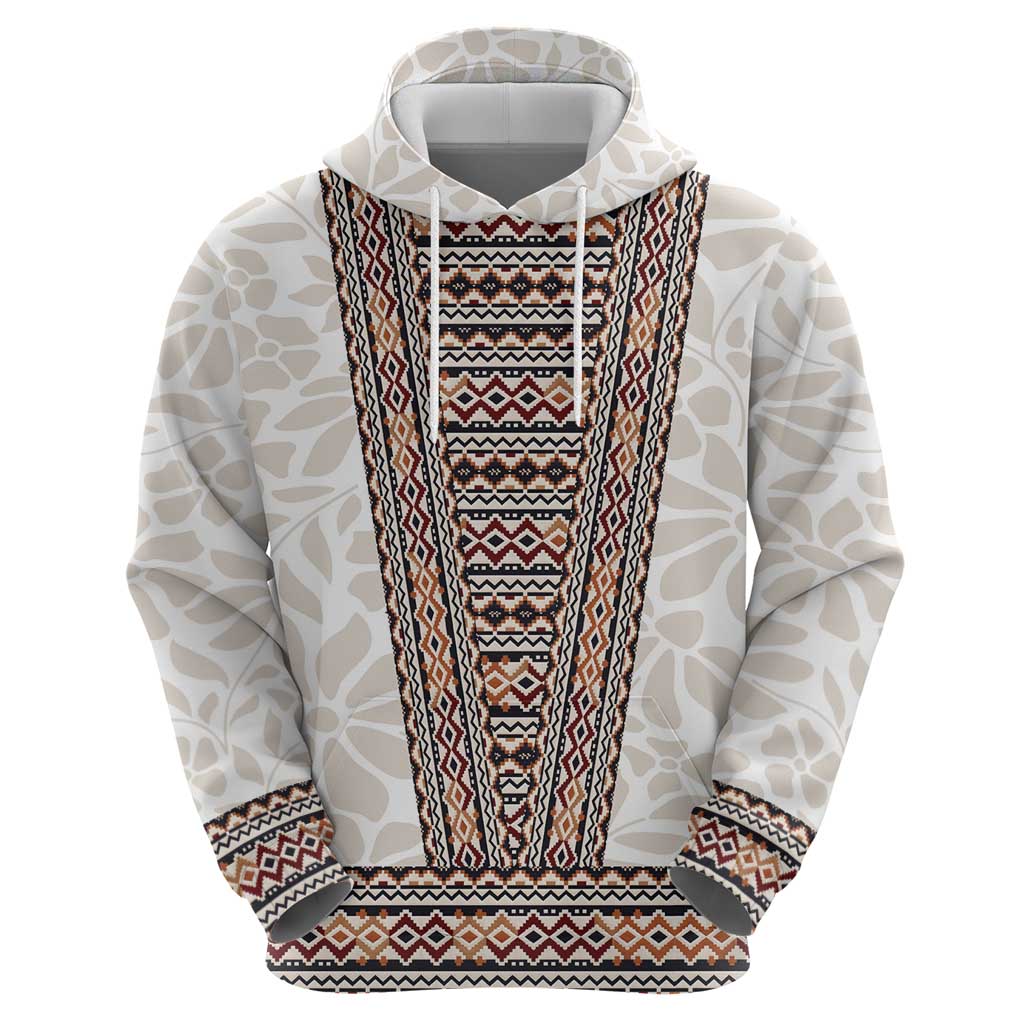 Danmark Traditional Patern with Daisy Zip Hoodie Danish Patern Simple Style