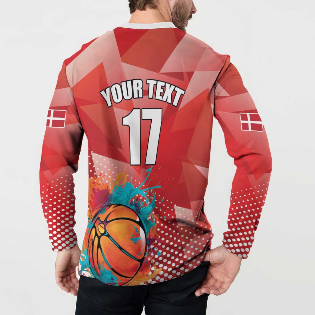 Custom Danmark Basketball Go Champions Button Sweatshirt Sporty Style