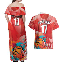 Custom Danmark Basketball Go Champions Couples Matching Off Shoulder Maxi Dress and Hawaiian Shirt Sporty Style