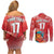 Custom Danmark Basketball Go Champions Couples Matching Off Shoulder Short Dress and Long Sleeve Button Shirt Sporty Style