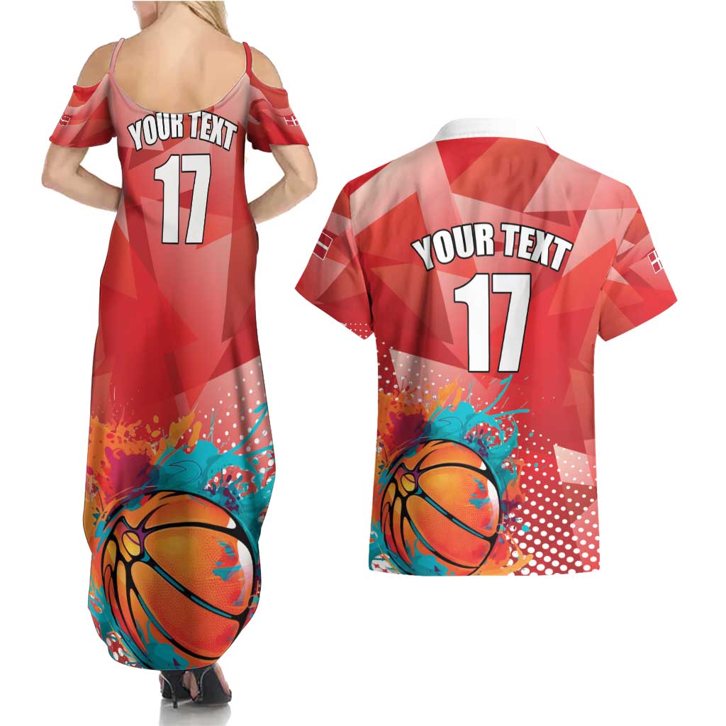 Custom Danmark Basketball Go Champions Couples Matching Summer Maxi Dress and Hawaiian Shirt Sporty Style