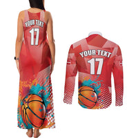 Custom Danmark Basketball Go Champions Couples Matching Tank Maxi Dress and Long Sleeve Button Shirt Sporty Style