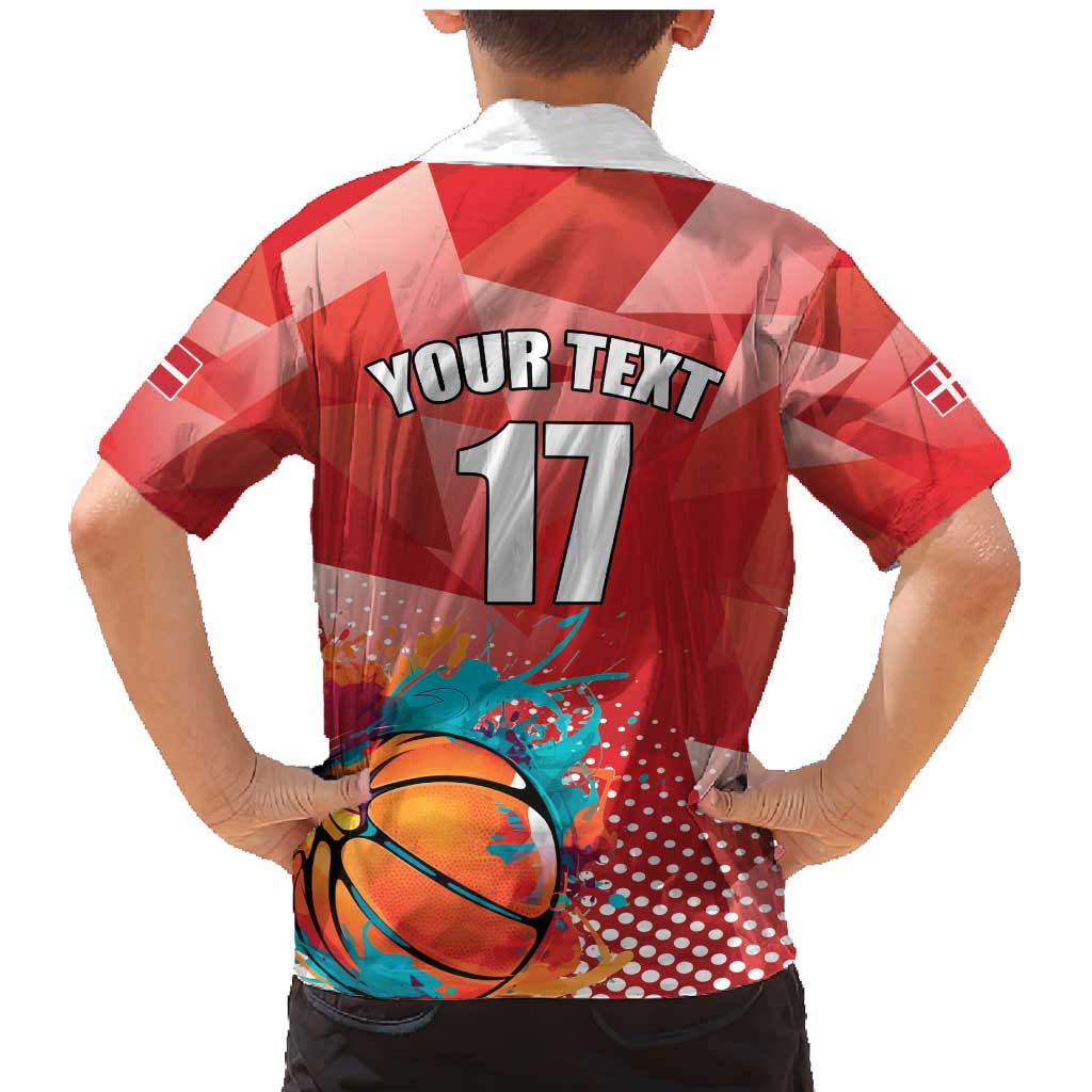 Custom Danmark Basketball Go Champions Family Matching Mermaid Dress and Hawaiian Shirt Sporty Style