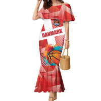 Custom Danmark Basketball Go Champions Family Matching Mermaid Dress and Hawaiian Shirt Sporty Style