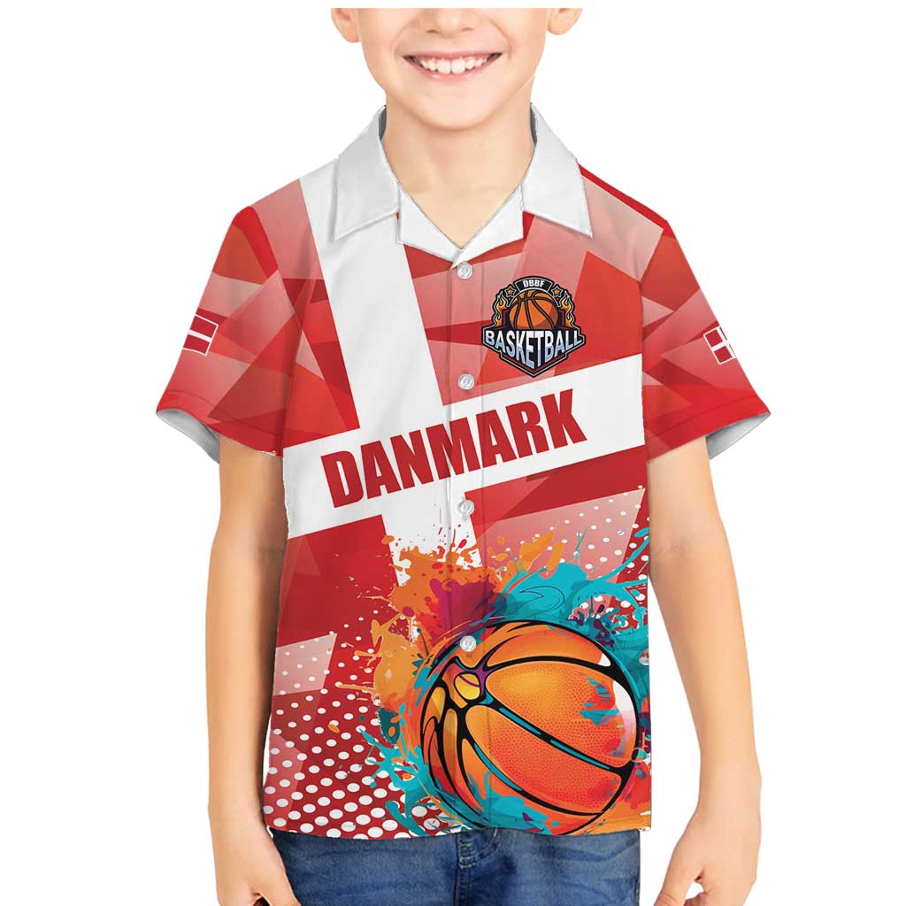 Custom Danmark Basketball Go Champions Family Matching Mermaid Dress and Hawaiian Shirt Sporty Style