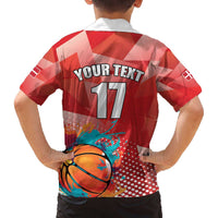Custom Danmark Basketball Go Champions Family Matching Off The Shoulder Long Sleeve Dress and Hawaiian Shirt Sporty Style