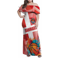 Custom Danmark Basketball Go Champions Family Matching Off Shoulder Maxi Dress and Hawaiian Shirt Sporty Style