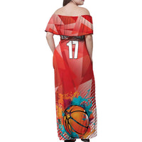 Custom Danmark Basketball Go Champions Family Matching Off Shoulder Maxi Dress and Hawaiian Shirt Sporty Style