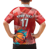 Custom Danmark Basketball Go Champions Family Matching Off Shoulder Short Dress and Hawaiian Shirt Sporty Style