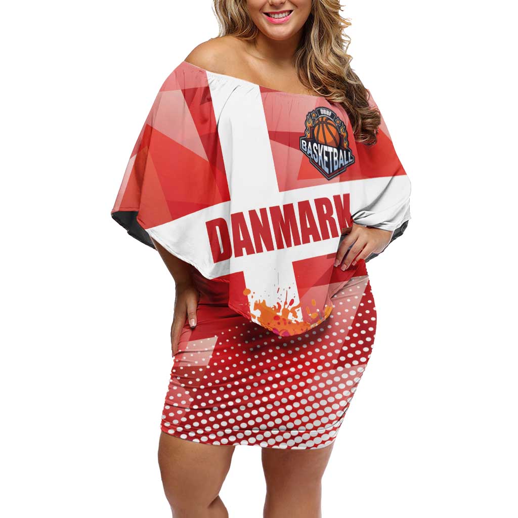 Custom Danmark Basketball Go Champions Family Matching Off Shoulder Short Dress and Hawaiian Shirt Sporty Style
