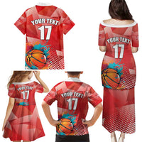 Custom Danmark Basketball Go Champions Family Matching Puletasi and Hawaiian Shirt Sporty Style
