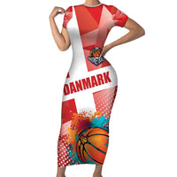Custom Danmark Basketball Go Champions Family Matching Short Sleeve Bodycon Dress and Hawaiian Shirt Sporty Style