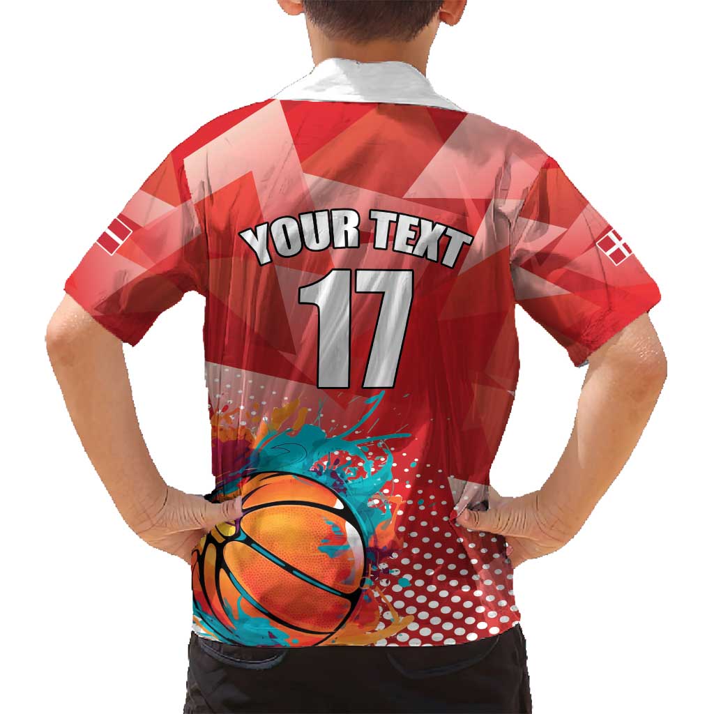 Custom Danmark Basketball Go Champions Family Matching Summer Maxi Dress and Hawaiian Shirt Sporty Style