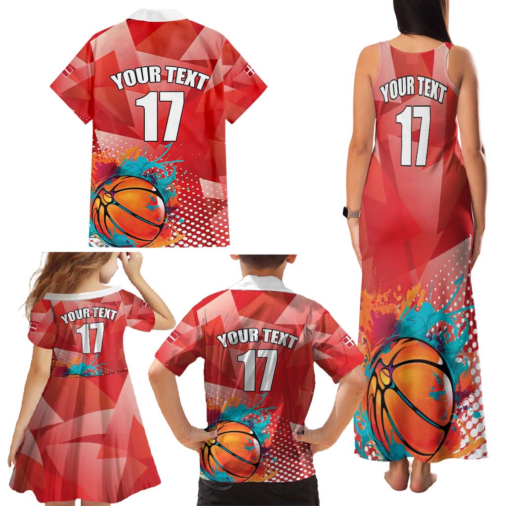 Custom Danmark Basketball Go Champions Family Matching Tank Maxi Dress and Hawaiian Shirt Sporty Style