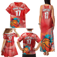Custom Danmark Basketball Go Champions Family Matching Tank Maxi Dress and Hawaiian Shirt Sporty Style