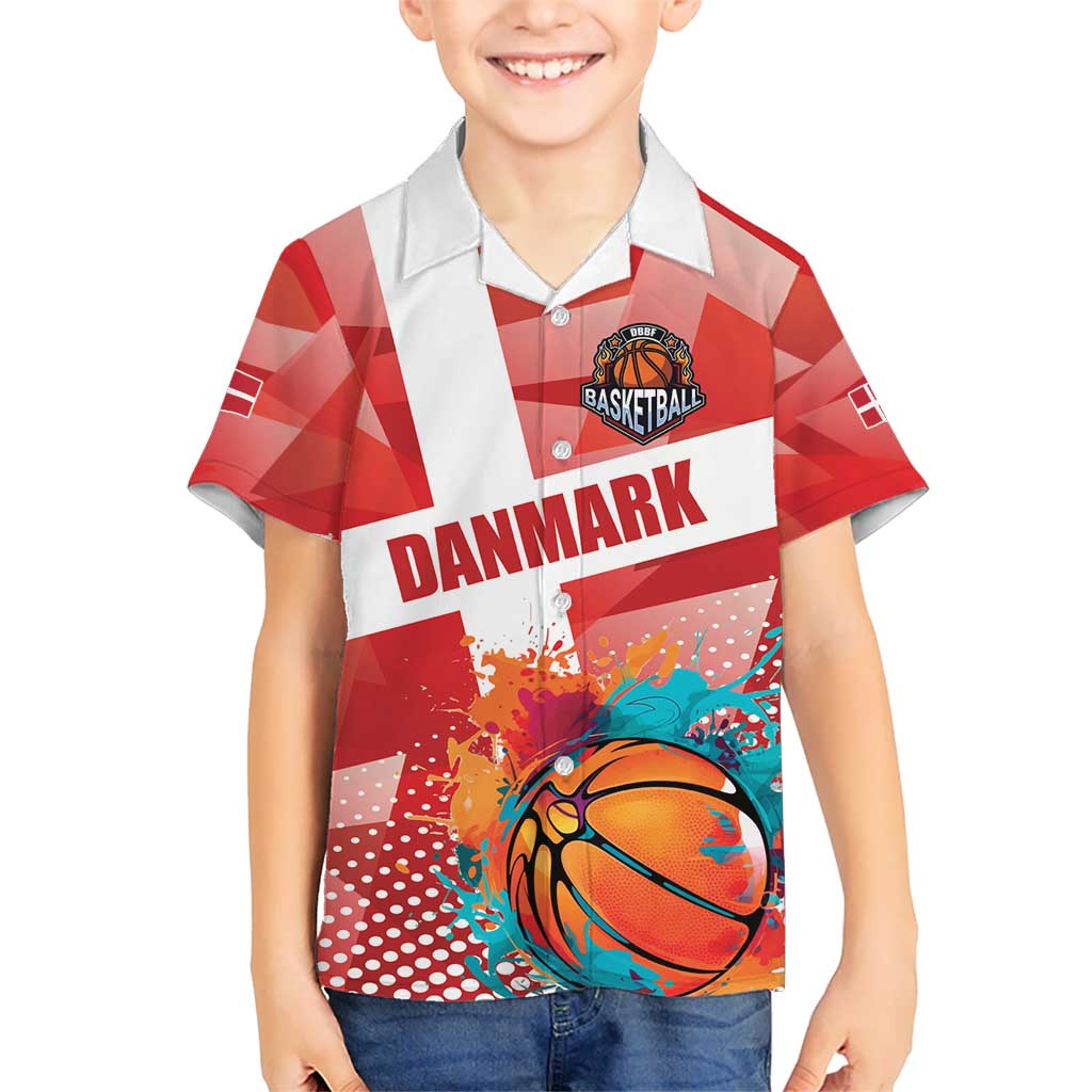 Custom Danmark Basketball Go Champions Kid Hawaiian Shirt Sporty Style